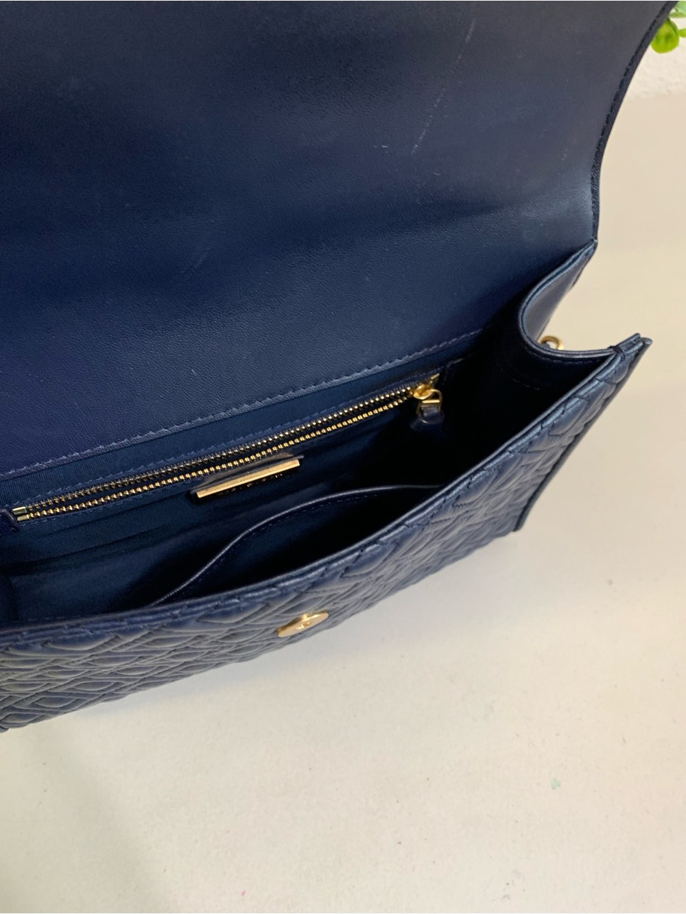 ππ Tory Burch Navy Fleming Quilted Leather Shoulder Bag - Picture 11 of 12